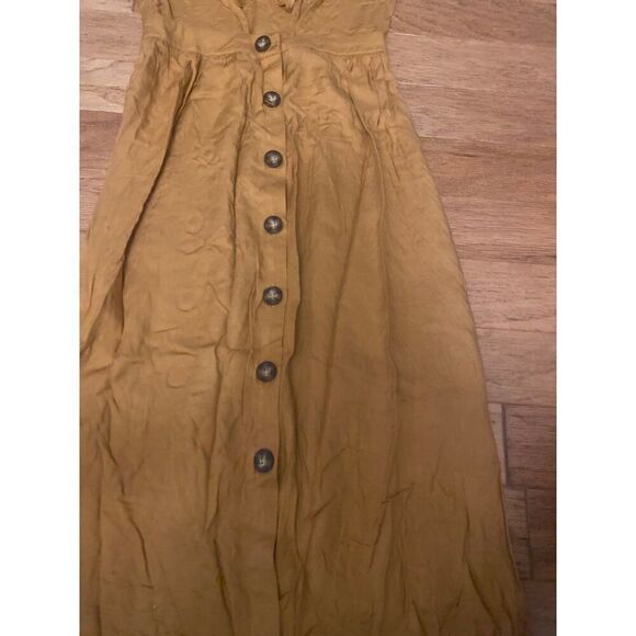 Mini Chica women's Vintage-Style Mustard Button-Down Tie-Front dress size XS - Picture 3 of 9